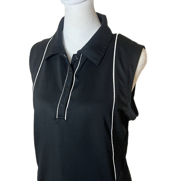 Tail White Label Black Sleeveless Golf Polo Top Medium - Picture 2 of 7